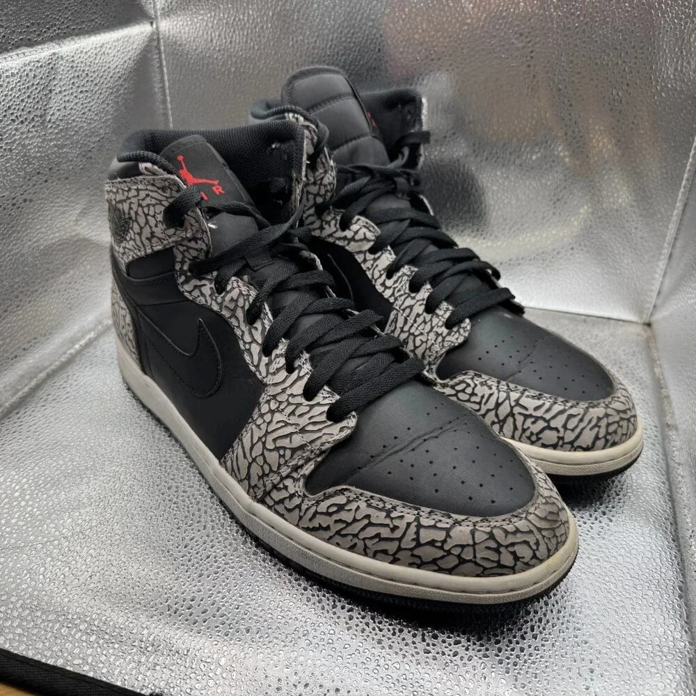 Size 13 Air Jordan 1 Retro High‎ Black Elephant Men's Sneaker Shoes 839115-013